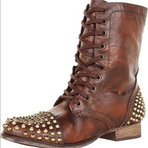Steve Madden Tarnney Brown Leather Combat Boots